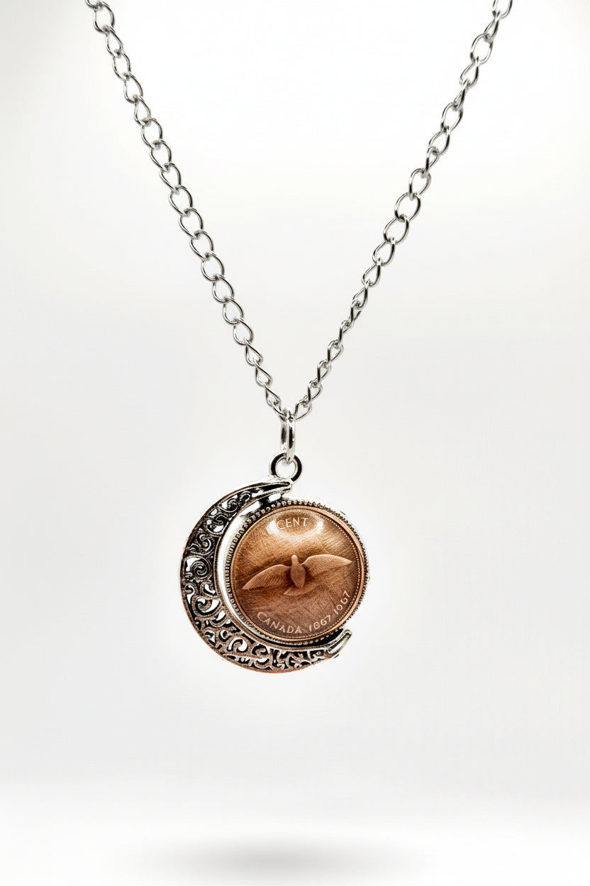 Moon Spinner Coin Necklace