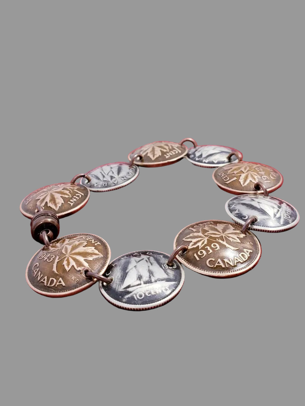 Silver Dime and Penny Bracelet