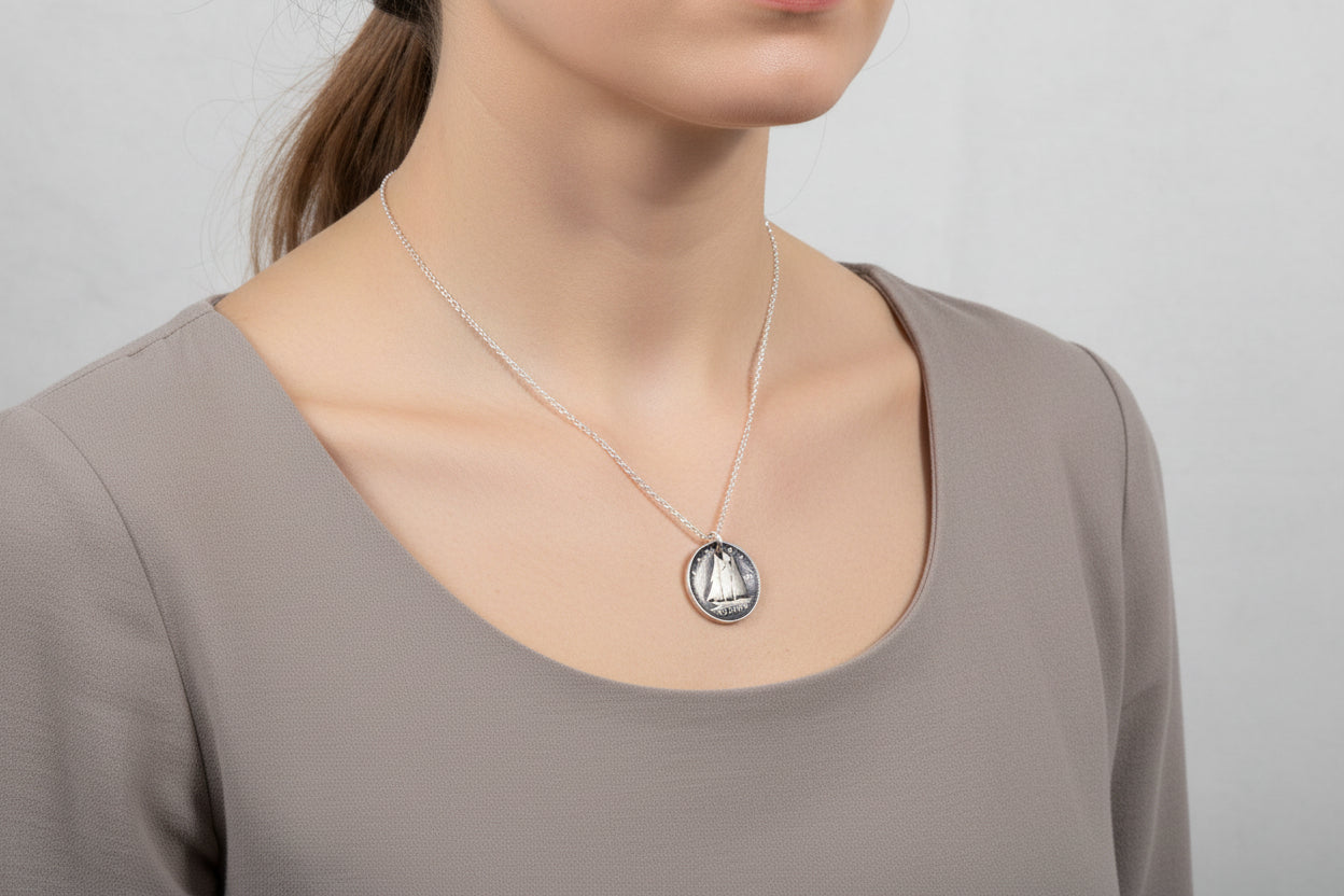 Canadian Bluenose Dime Pendant