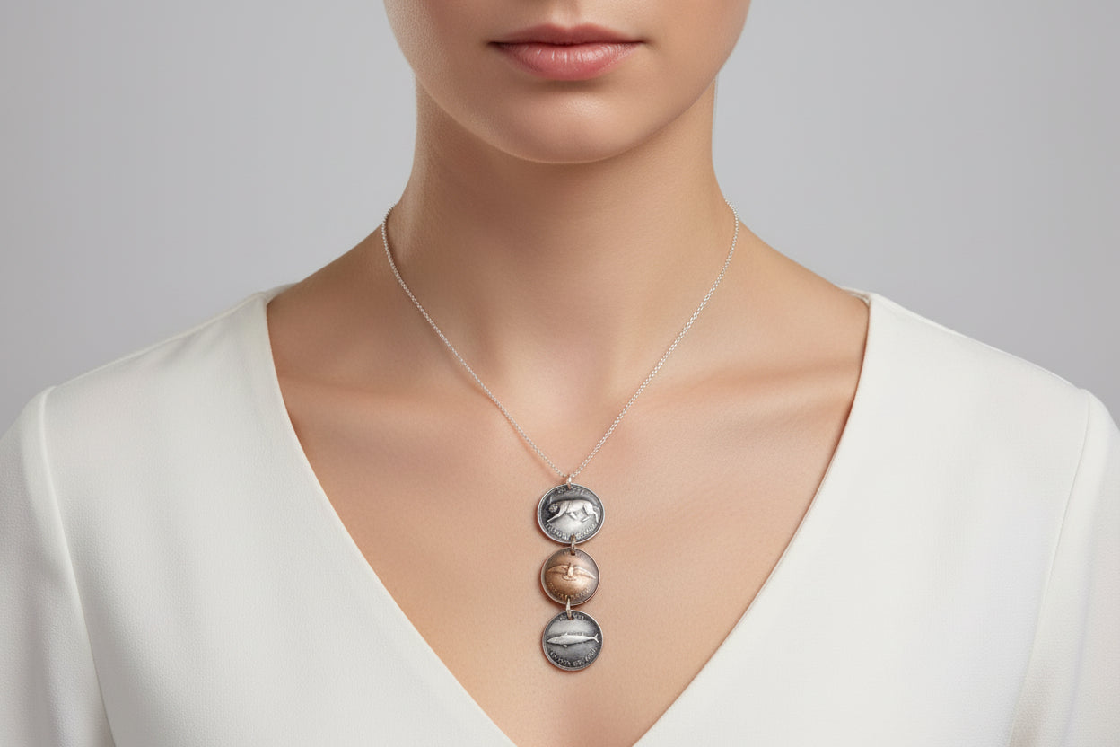 Canadian Centennial Triple Coin Necklace