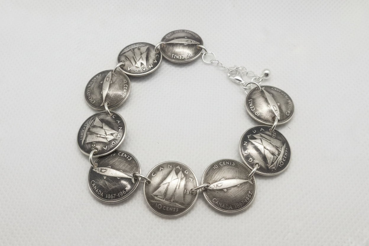 Canadian Silver Dime Bracelet