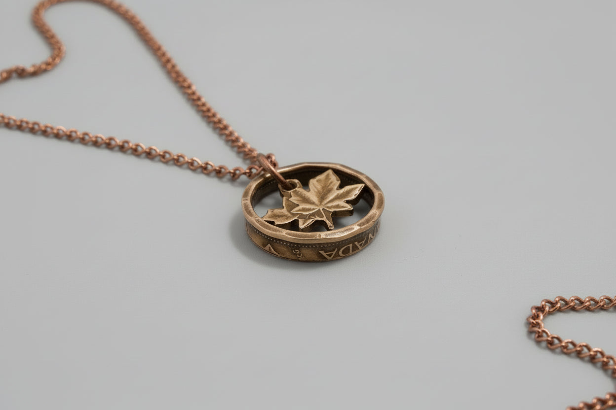 Hand Carved Maple Leaf Earrings and Necklace