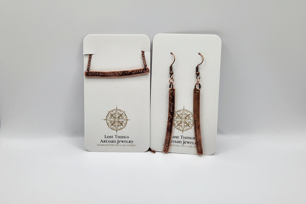 Canadian Penny Elongated Earrings/Necklace