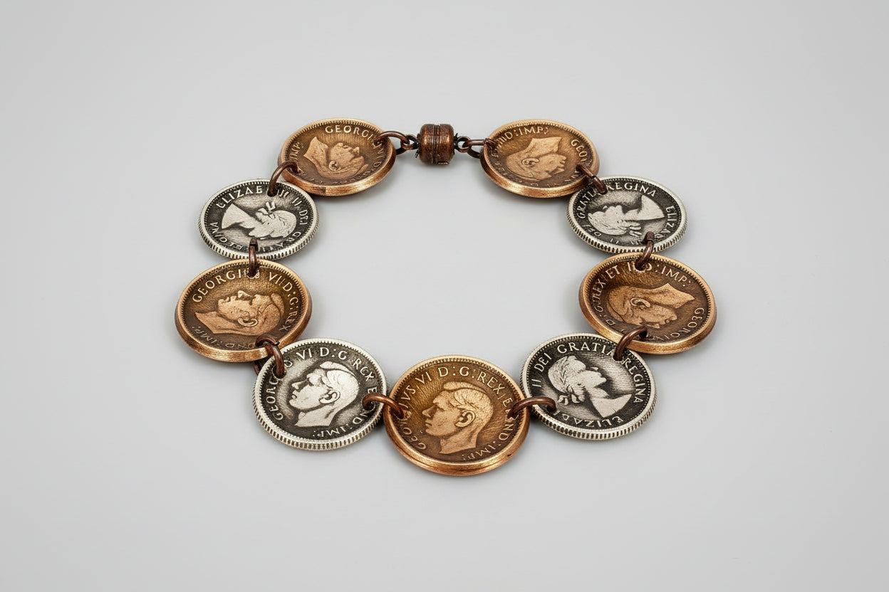 Silver Dime and Penny Bracelet