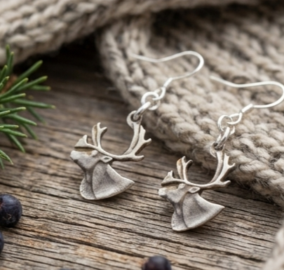 winter wear earrings hand cut from Canadian quarters