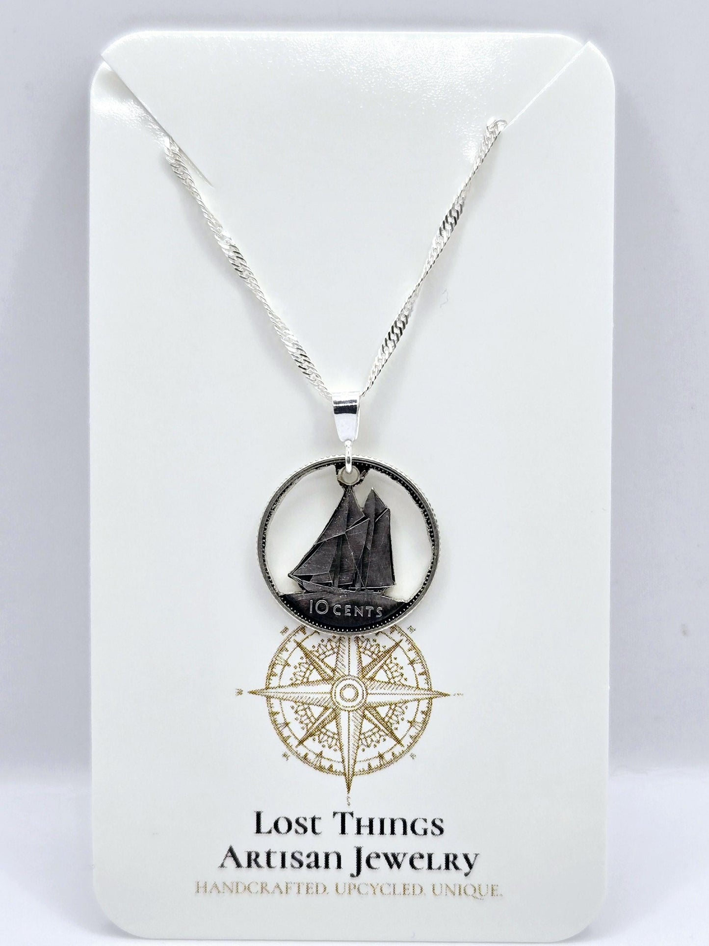 Hand Carved Silver Dime Necklace