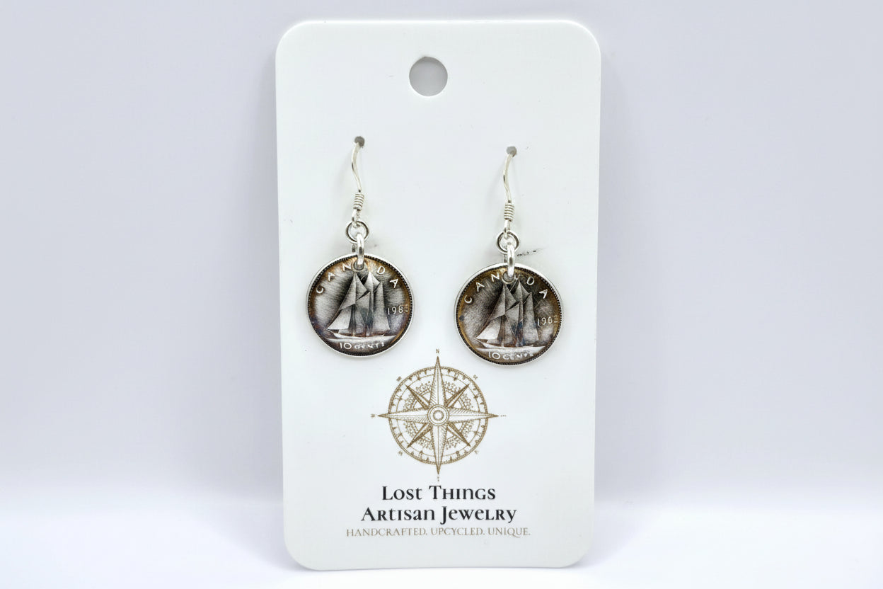 Silver Bluenose Dime Earrings