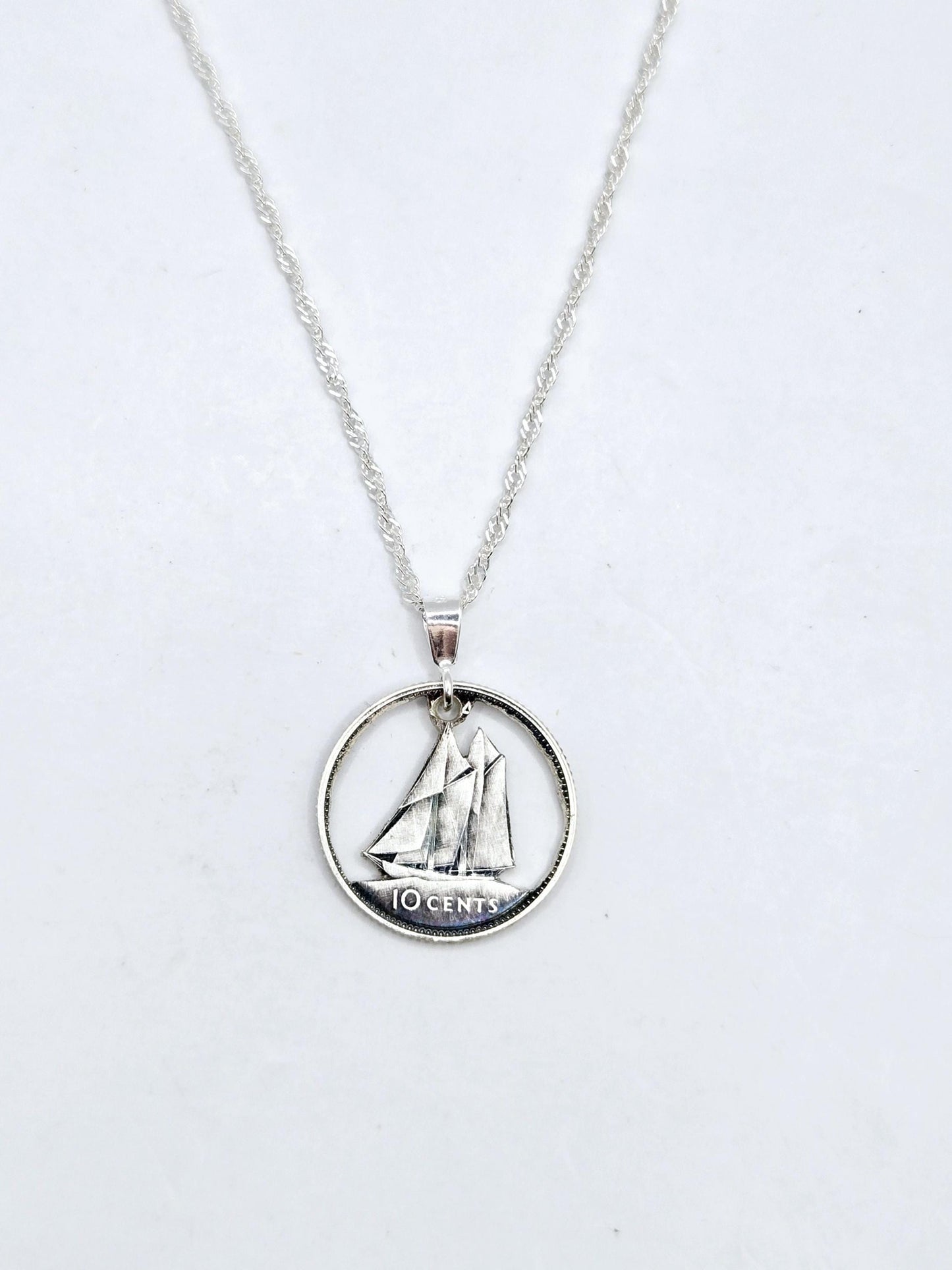 Hand Carved Silver Dime Necklace