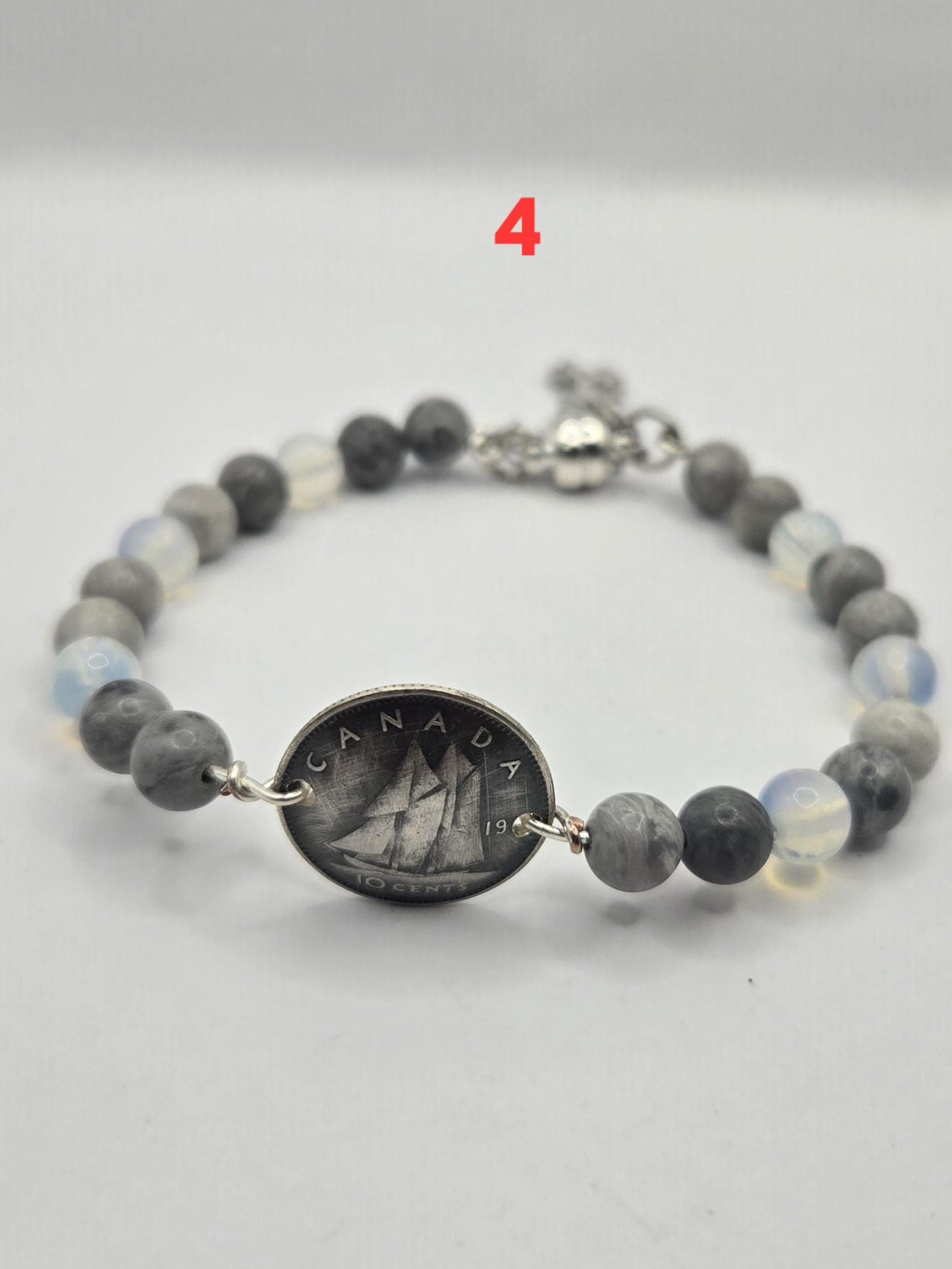 Silver Dime and Gemstone Bracelets.