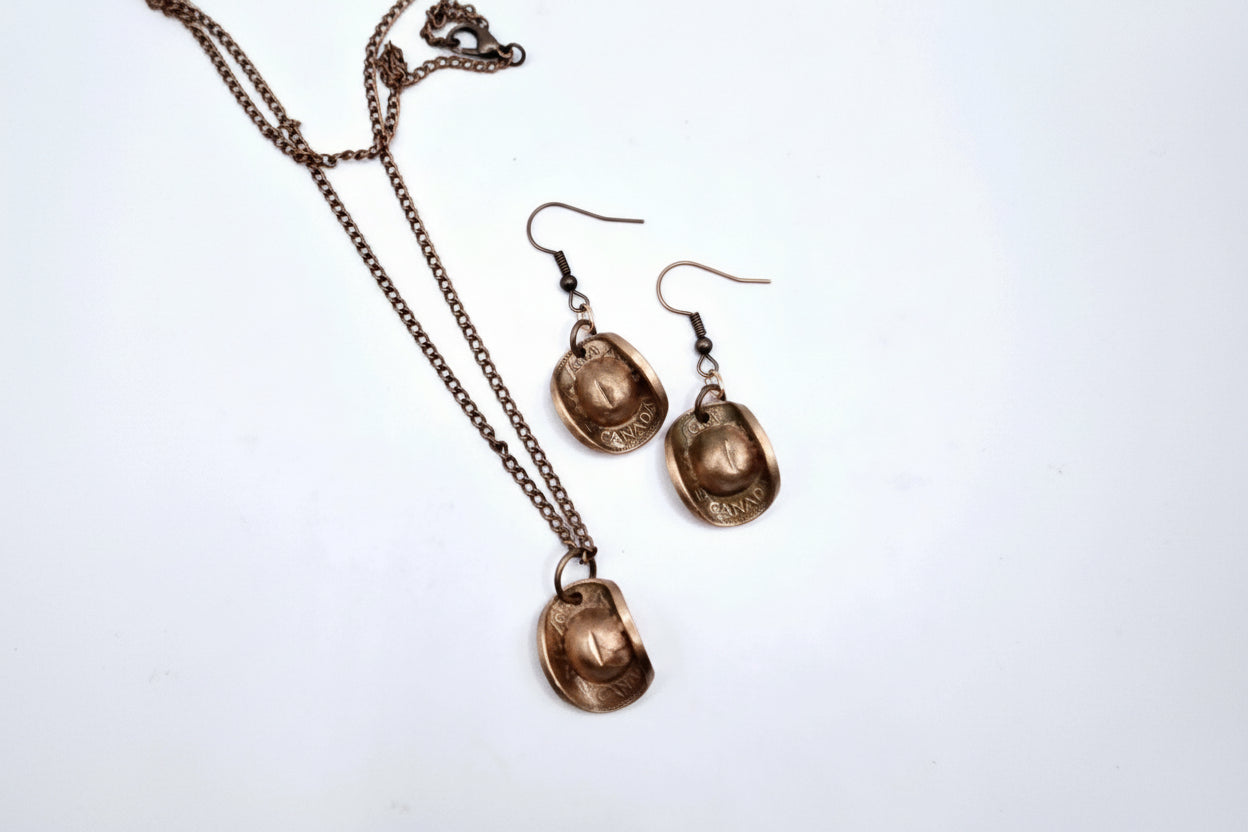 Cowboy Hat Penny Earrings/Necklace