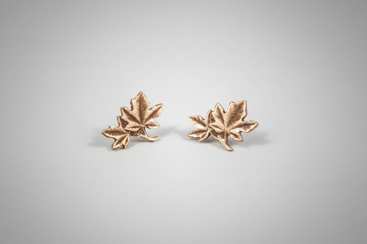 Maple Leaf Penny Stud Earrings