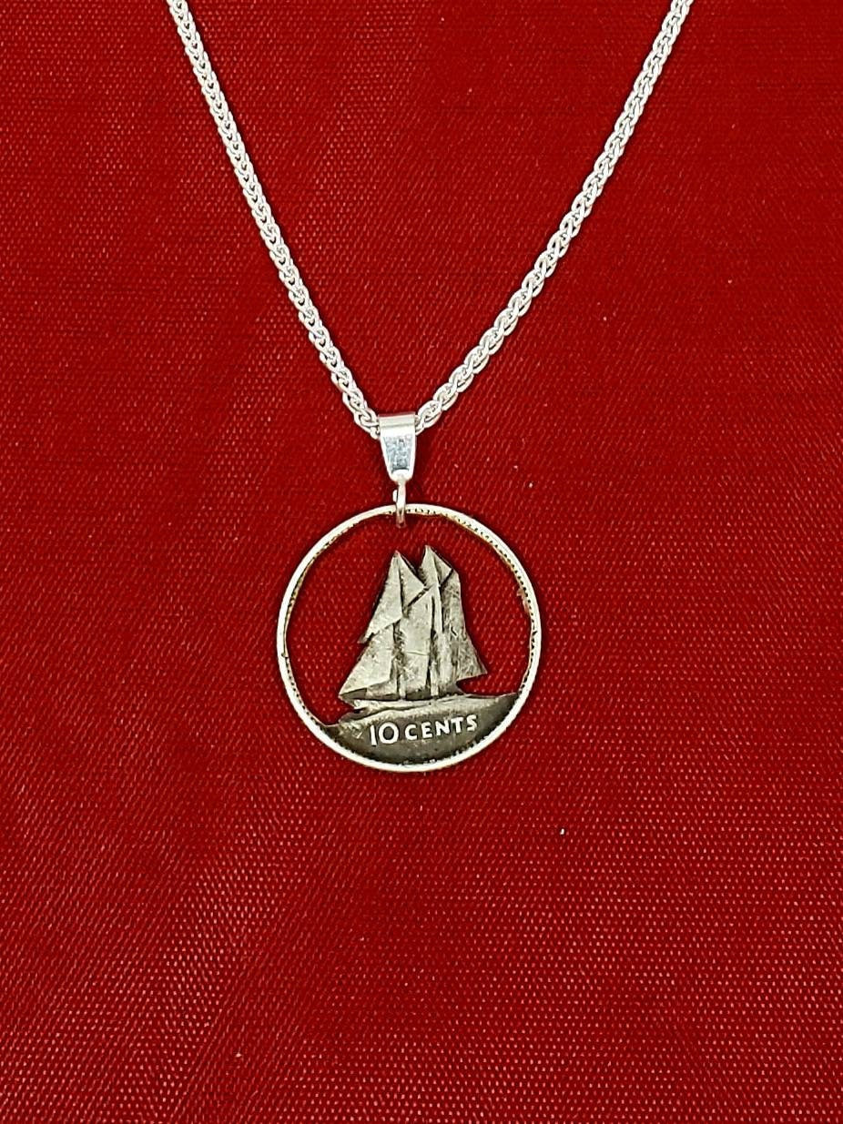 Hand Carved Silver Dime Necklace