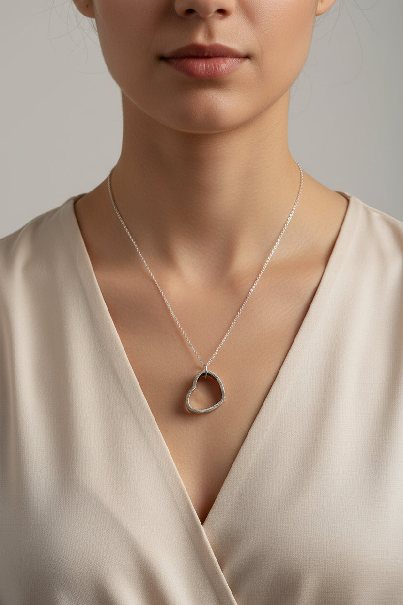 Silver Quarter Heart Necklace