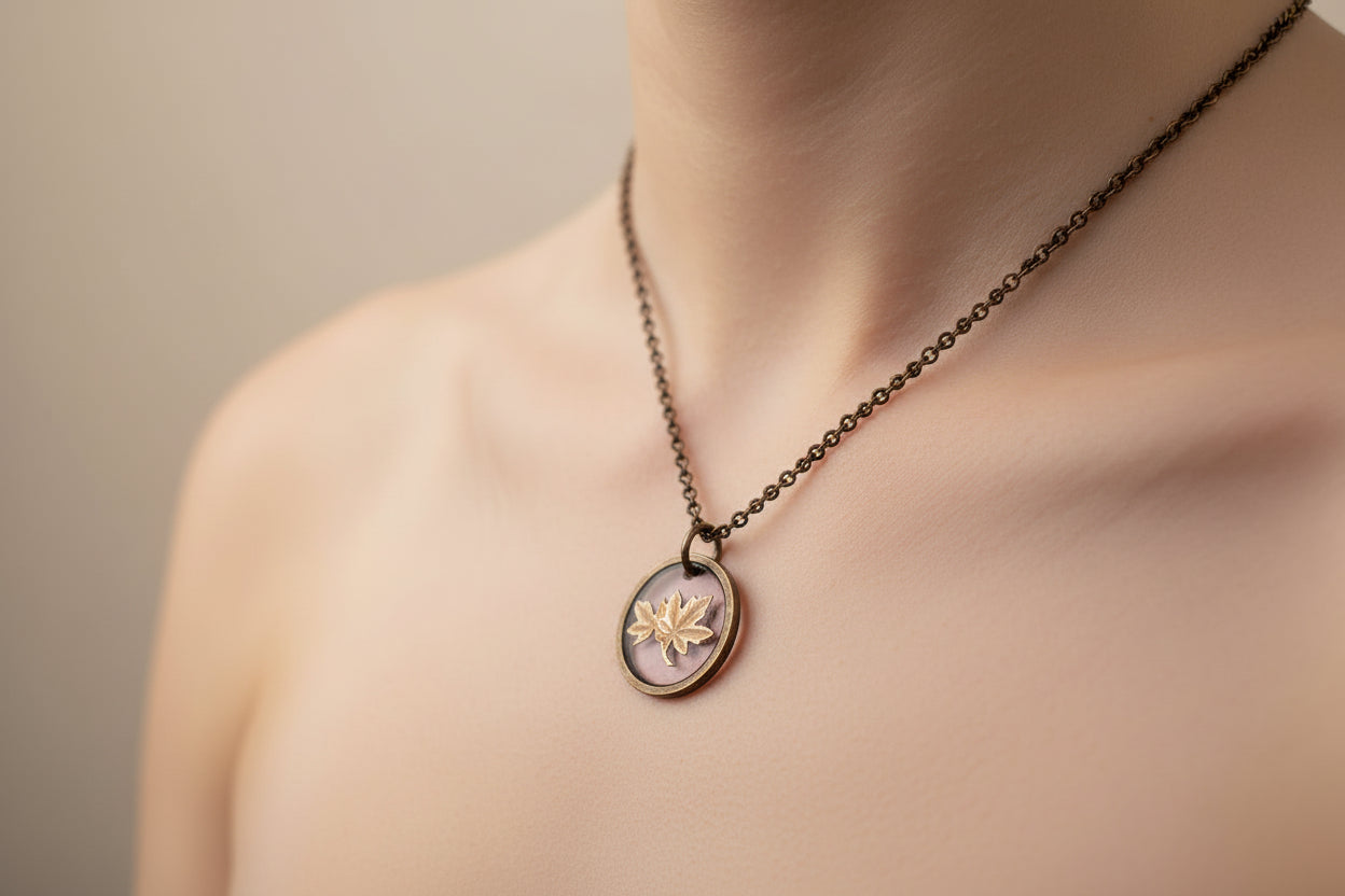 Maple Leaf In Resin Necklace