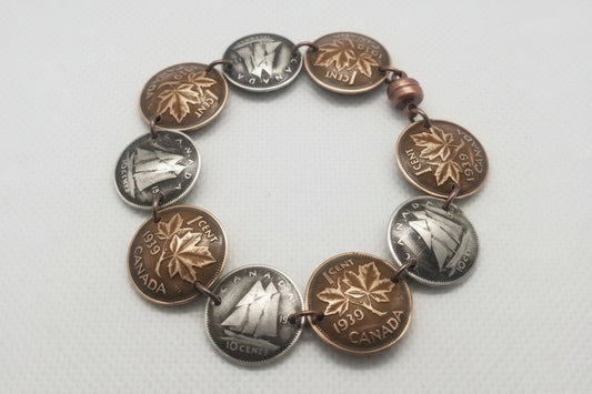 Silver Dime and Penny Bracelet