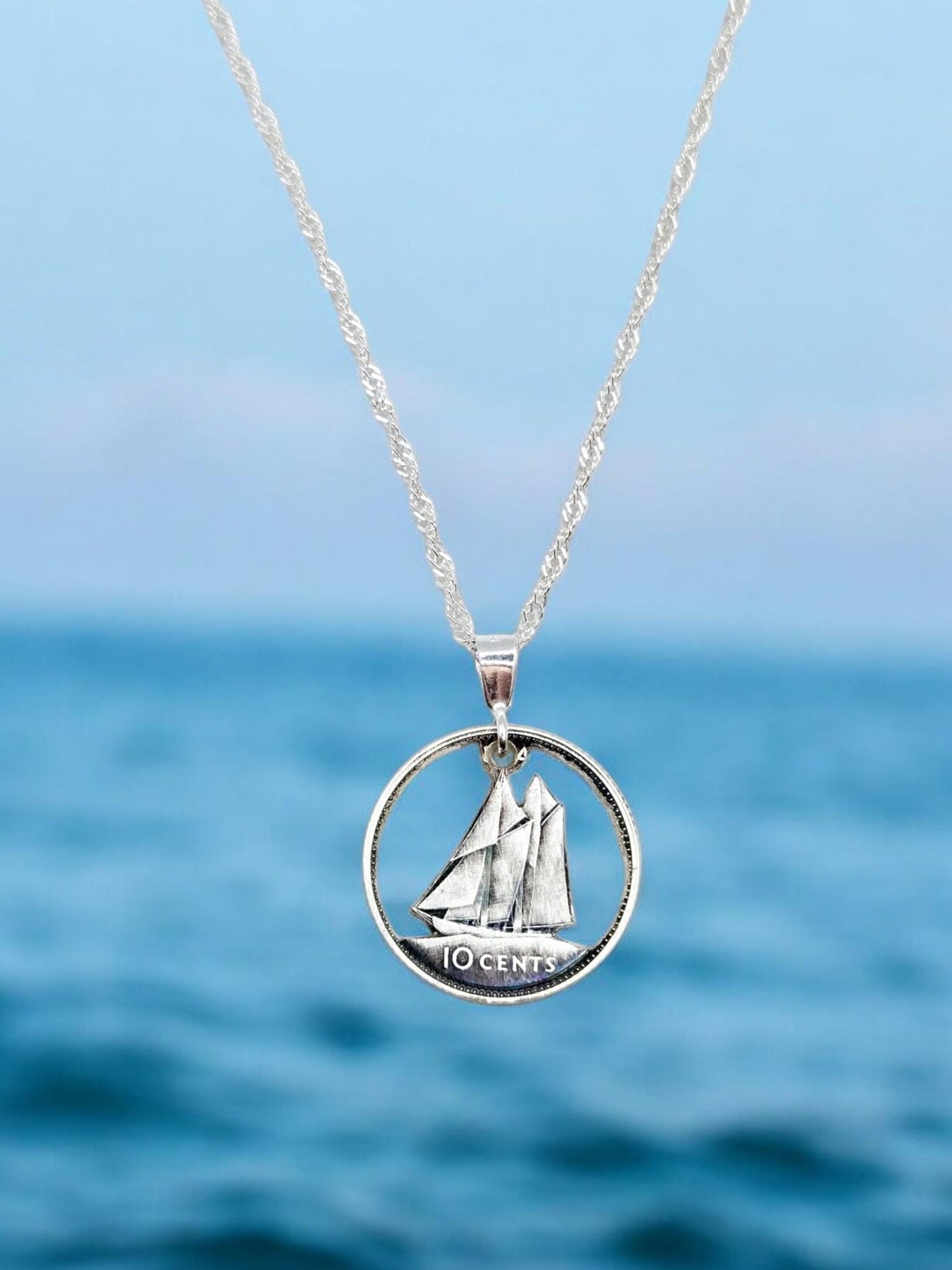 Hand Carved Silver Dime Necklace