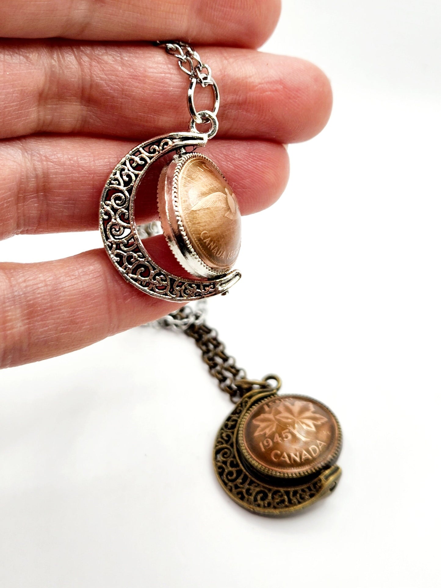 Moon Spinner Coin Necklace