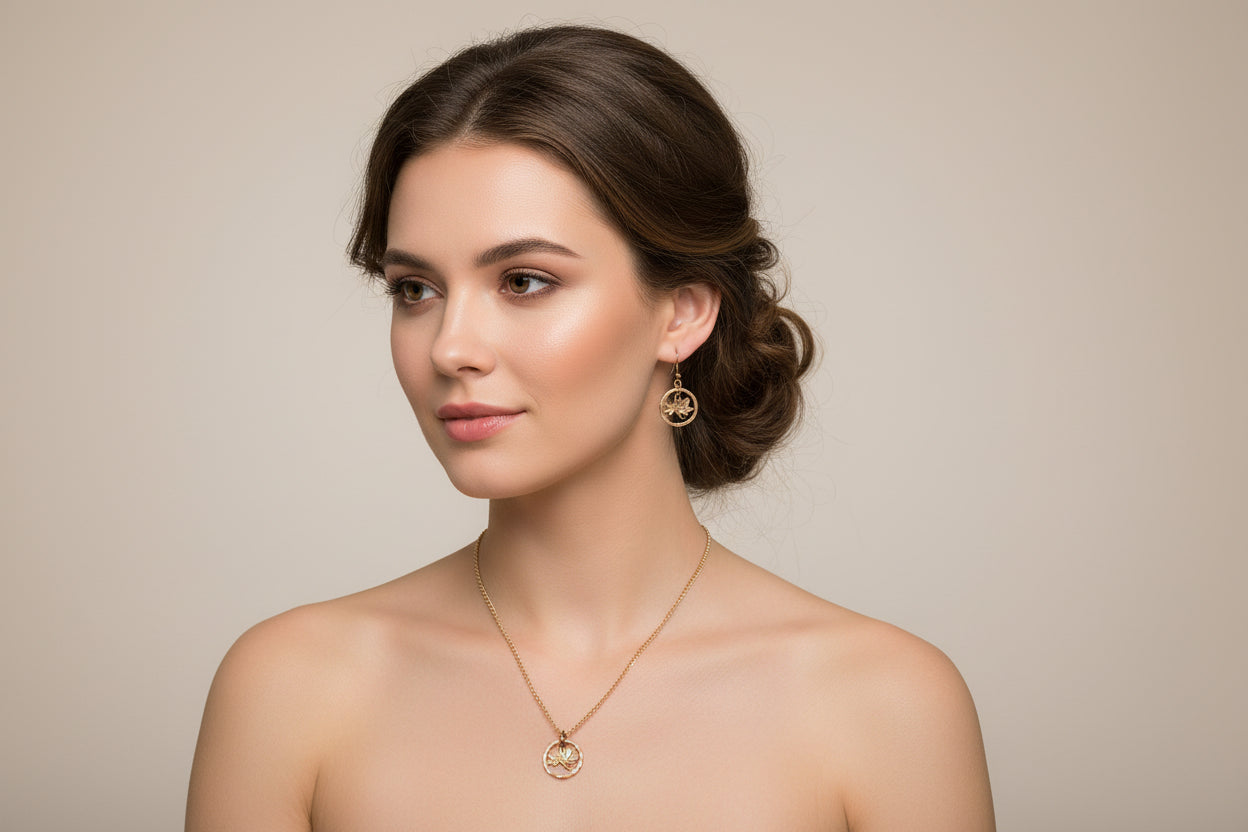 Hand Carved Maple Leaf Earrings and Necklace