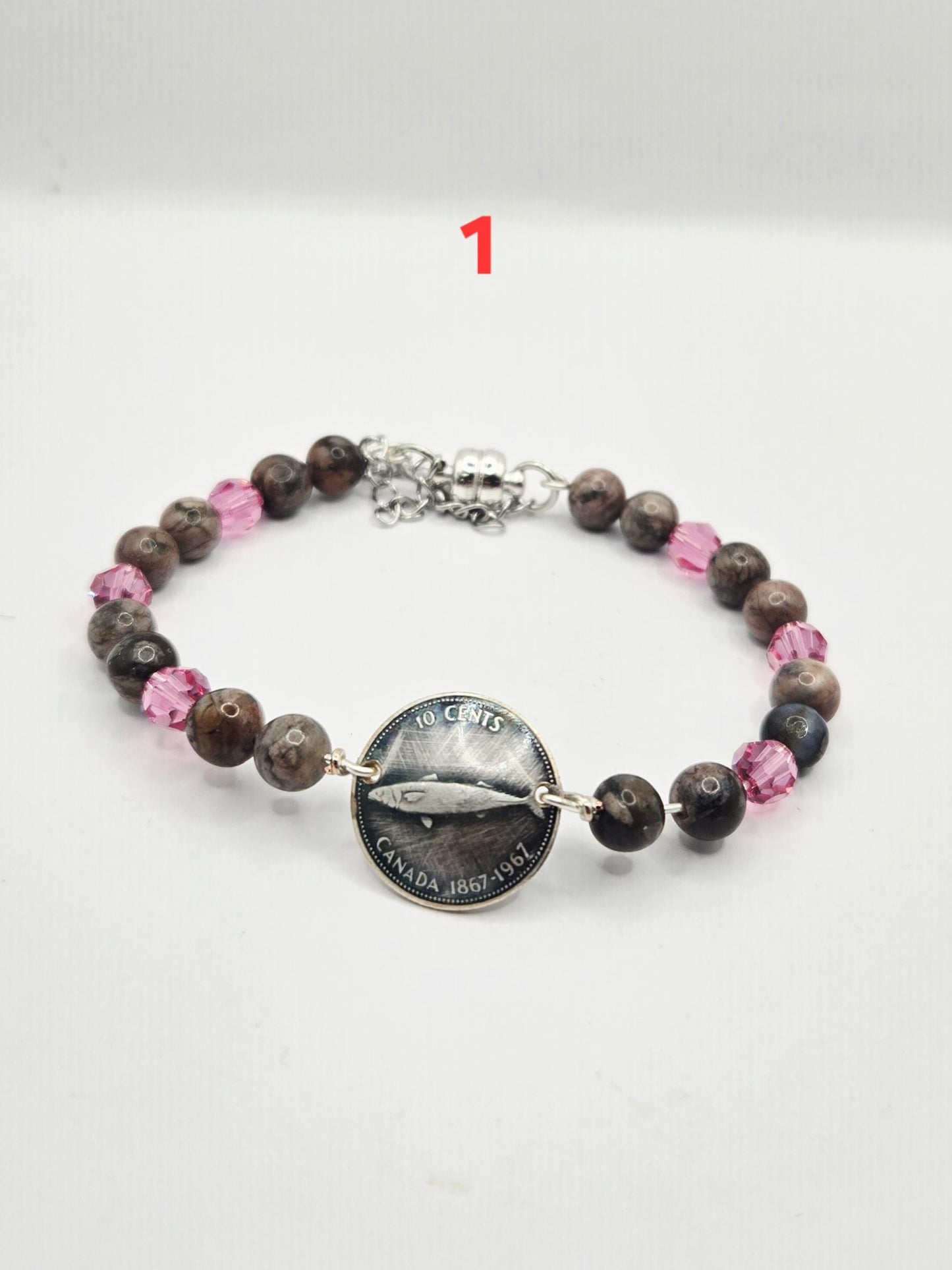 Silver Dime and Gemstone Bracelets.