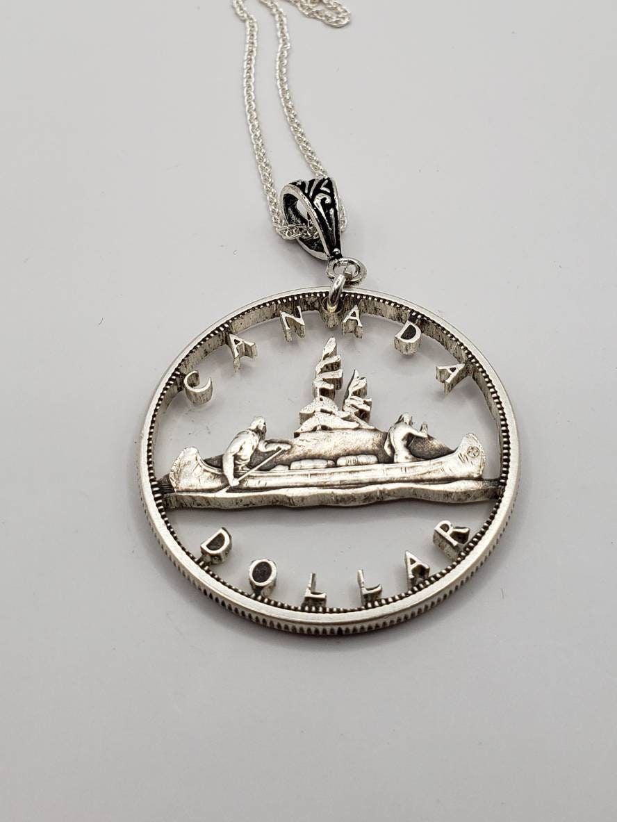 Hand Cut Canadian Silver Dollar Necklace