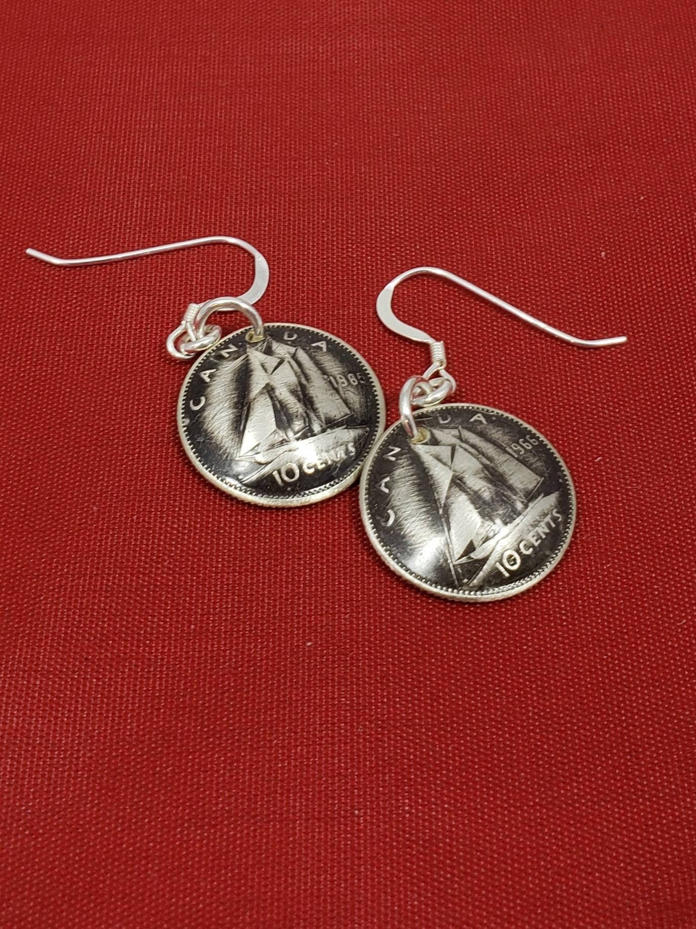 Silver Bluenose Dime Earrings