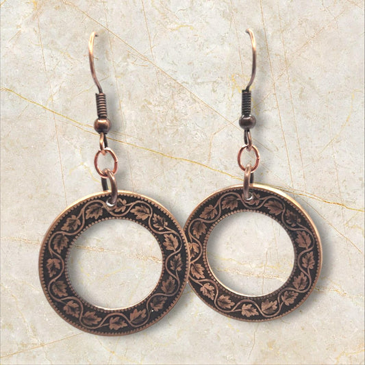 100 Year Old Canadian Penny Earrings