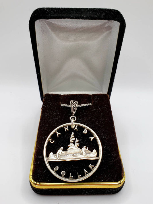 Hand Cut Canadian Silver Dollar Necklace