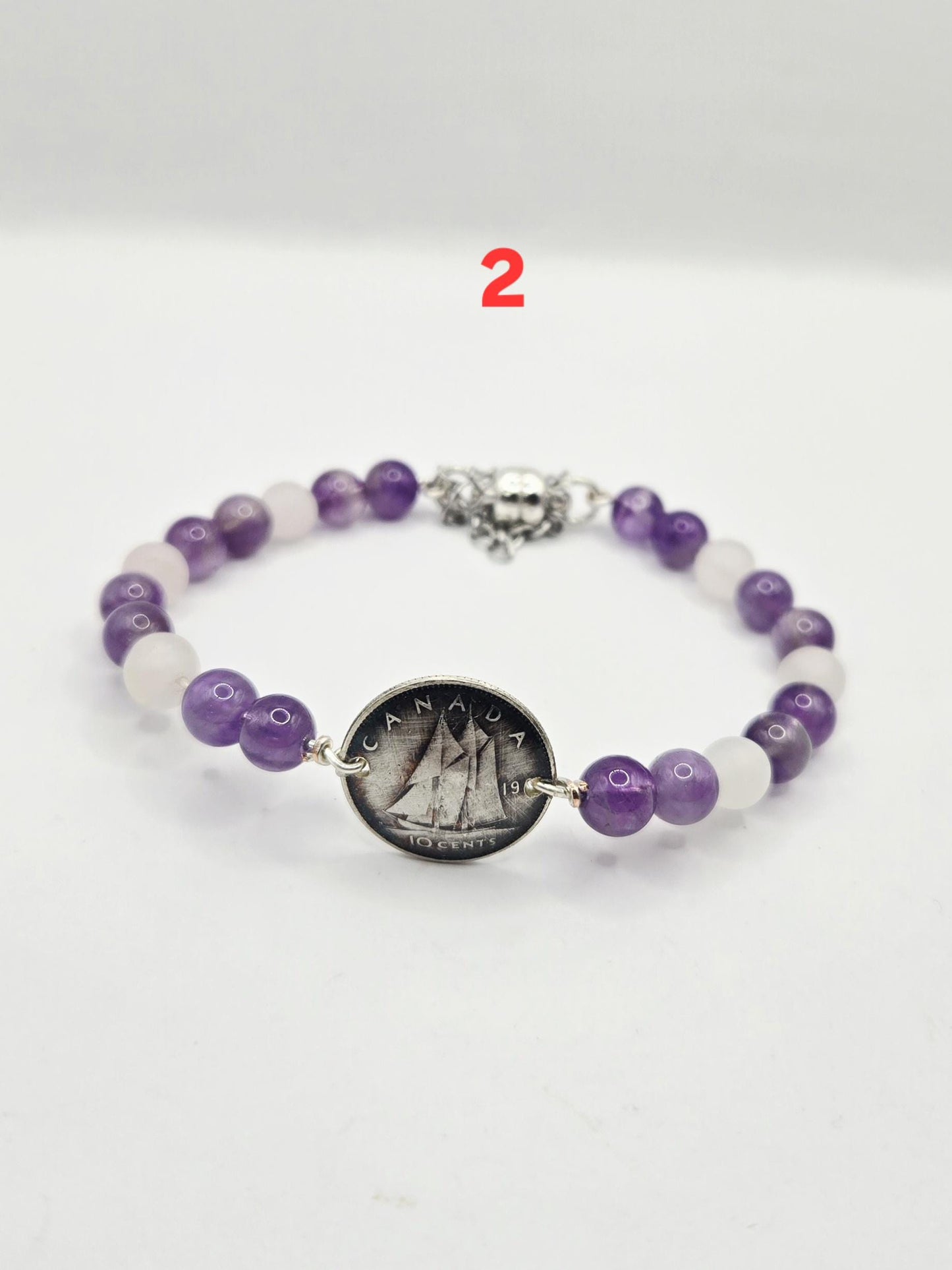 Silver Dime and Gemstone Bracelets.