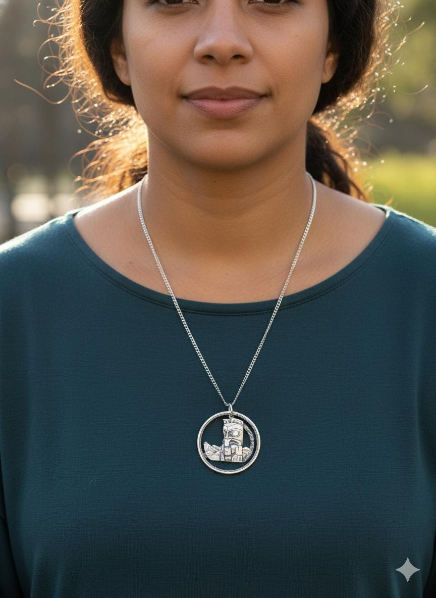 Hand Pierced 1958 BC Centennial Silver Dollar