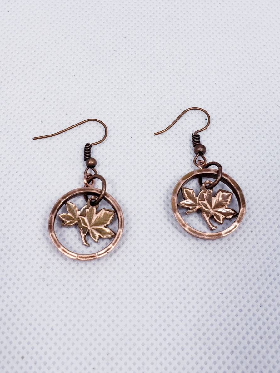 Hand Carved Maple Leaf Earrings and Necklace