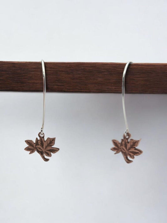 Hand Cut Maple Leaf Earrings