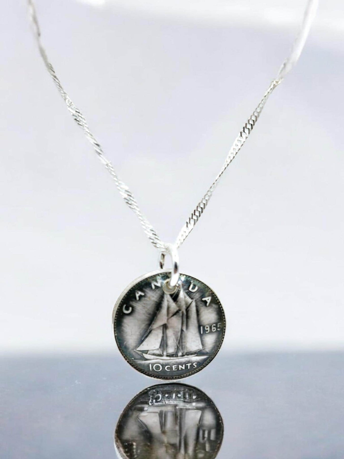 Canadian Bluenose Dime Pendant