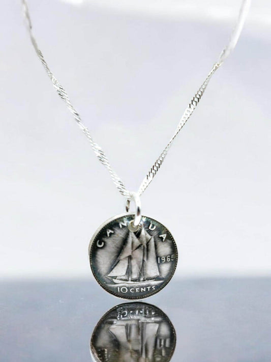 Canadian Bluenose Dime Pendant