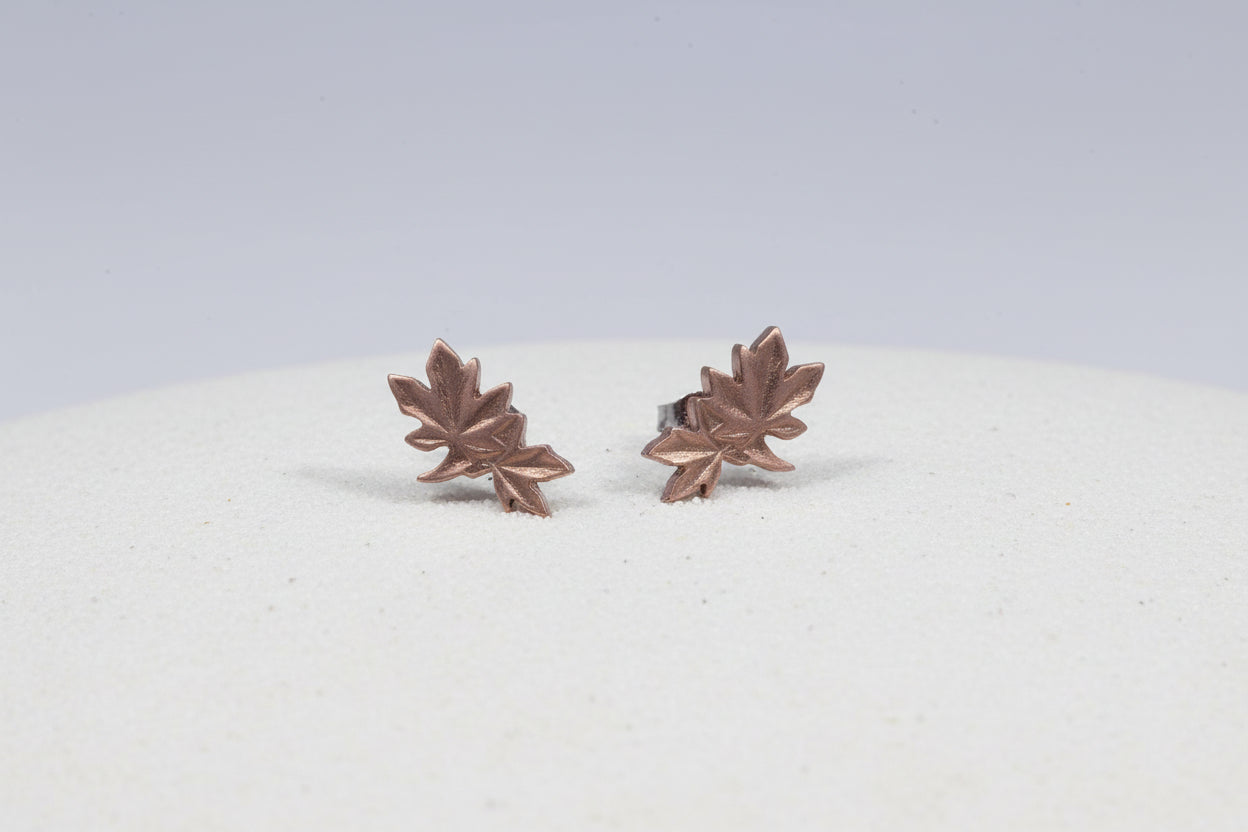 Maple Leaf Penny Stud Earrings