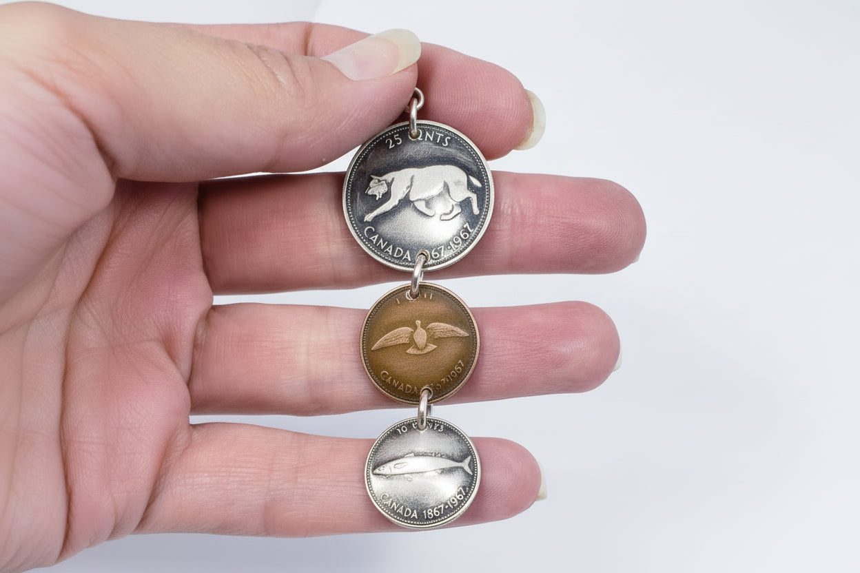 Canadian Centennial Triple Coin Necklace