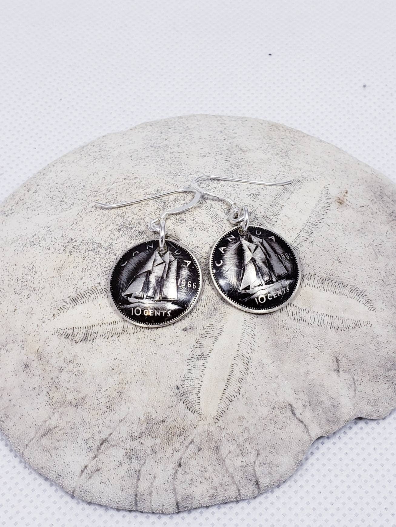 Silver Bluenose Dime Earrings
