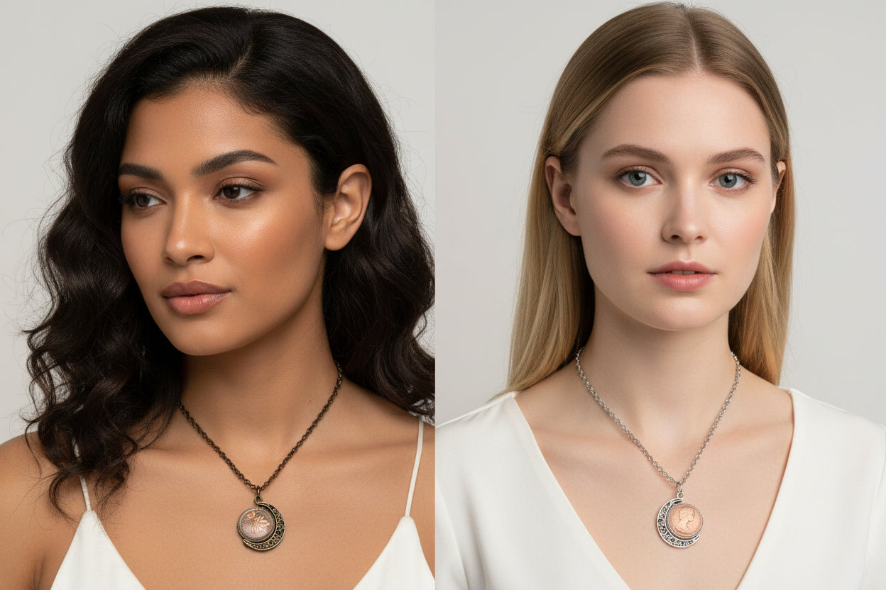 Moon Spinner Coin Necklace