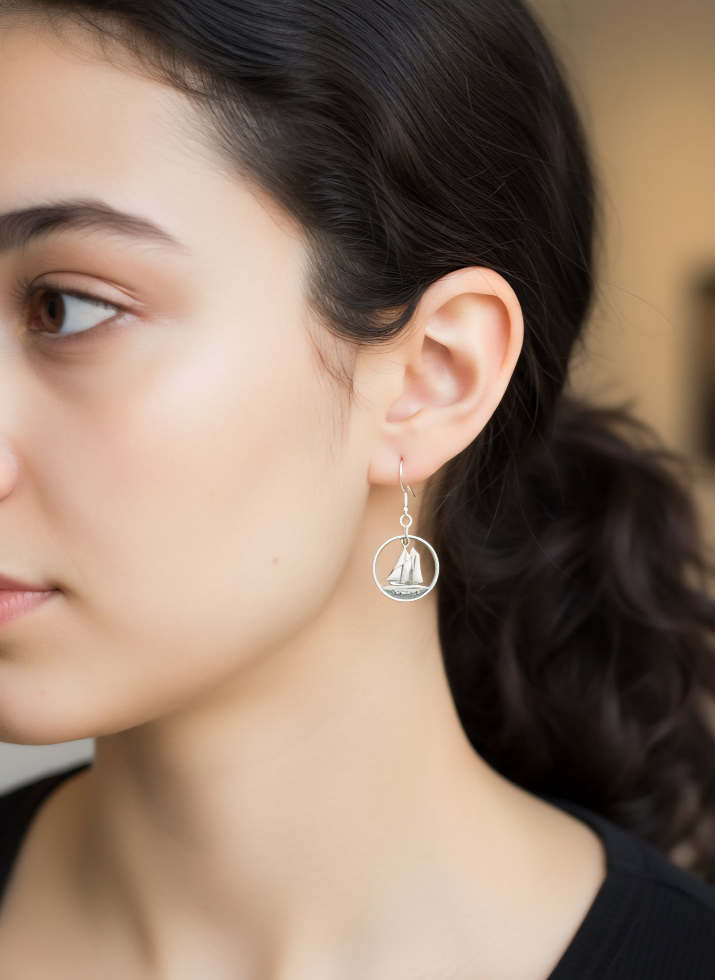 Carved Canadian Silver Dime Earrings.